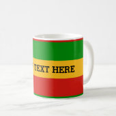 Mug COULEURS DE DRAPEAU DE RASTAFARI + votre texte (Devant droit)
