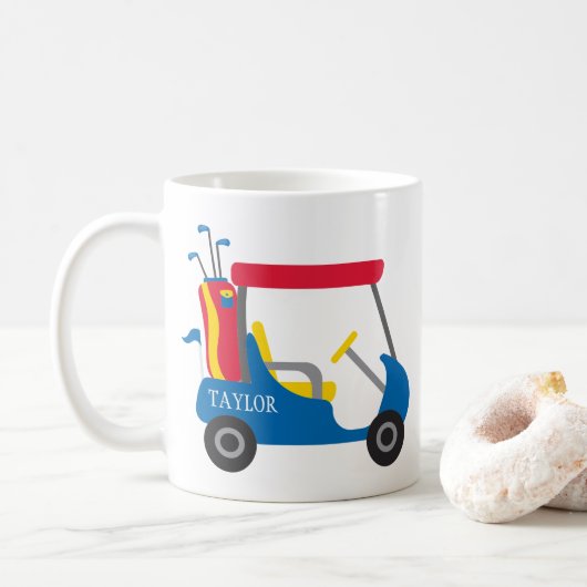 Mug Couleurs de l'école - Bleu, Crimson & Panier de go (Avec donut)