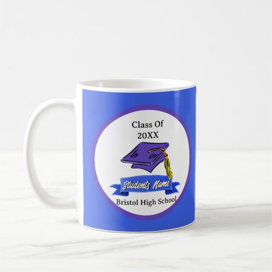 Mug Couleurs de l'école bleu et blanc (Gauche)