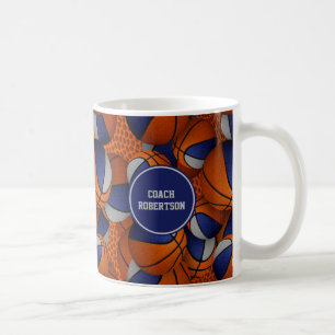 Mug couleurs de l'équipe de basket-ball gris bleu nom