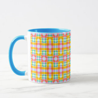 Mug Couleurs de printemps Carré rose jaune Motif