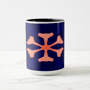 Mug couleurs de verre bleu marine décoré orange foncé
