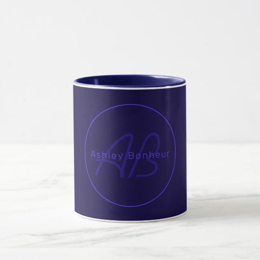 Mug Couleurs Deep Purple Modernes | Nom et Monogramme (Centre)