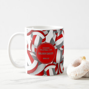 Mug couleurs d'équipe de volley-ball rouge et gris cad