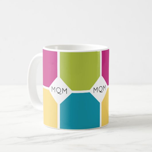 Mug COULEURS D'ÉTÉ Quadrants Triple MONOGRAM (Devant gauche)