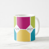 Mug COULEURS D'ÉTÉ Quadrants Triple MONOGRAMME (Devant droit)