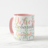 Mug Couleurs douces pâles Nom Motif sur rose pâle (Devant gauche)