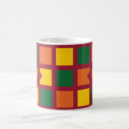 Mug Couleurs épicées modernes Monogramme Carré géométr (Centre)