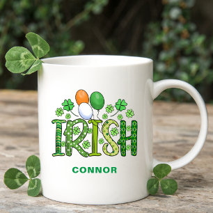 Mug Couleurs irlandaises Trèfle Nom facultatif Saint-P