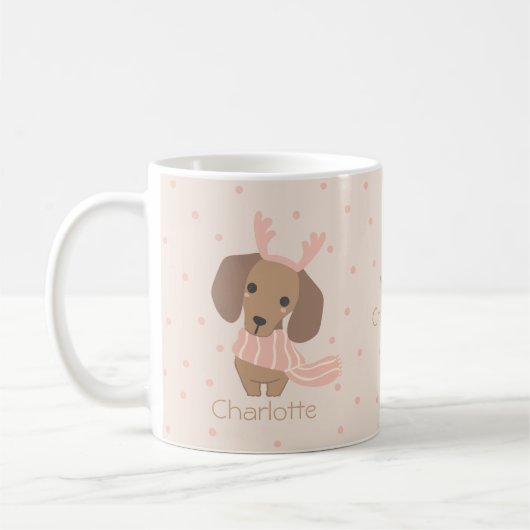 Mug Couleurs modifiables Joyeux Noël Chiot (Gauche)