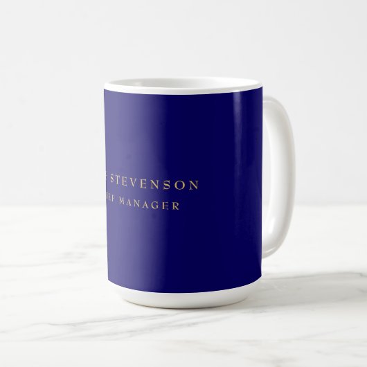 Mug Couleurs Or Bleu Professionnel Classique Simple (Devant droit)