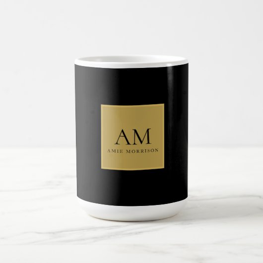 Mug Couleurs Or Noir Monogramme Lettre Initiale Nom (Centre)