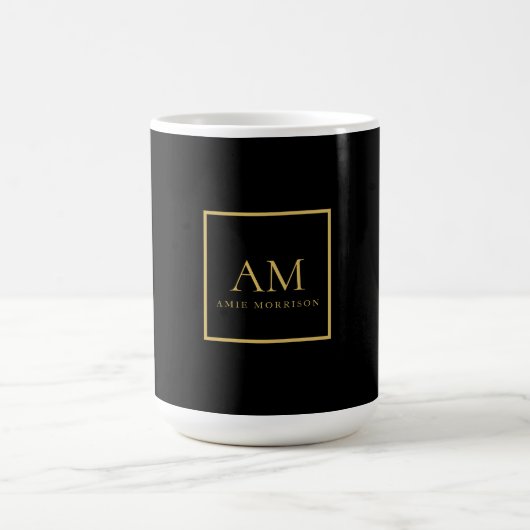 Mug Couleurs Or Noir Monogramme Lettre Initiale Nom (Centre)