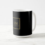 Mug Couleurs Or Noir Monogramme Lettre Initiale Nom (Devant droit)