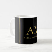 Mug Couleurs Or Noir Monogramme Lettre Initiale Nom (Devant gauche)