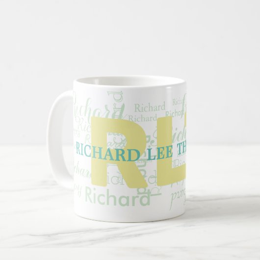 Mug couleurs pastel clair monogramme clair (Devant gauche)