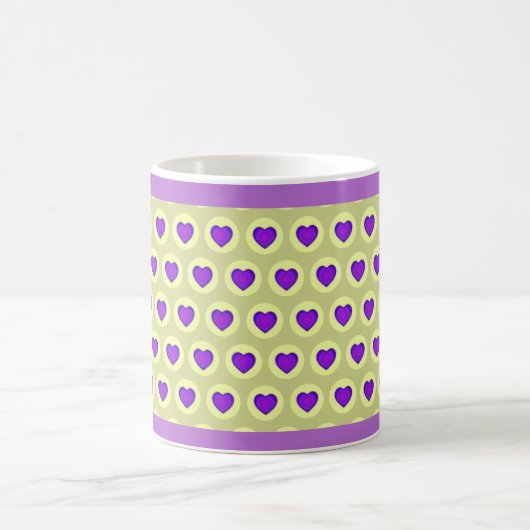 Mug Couleurs pastel & coeurs violets battre (Centre)