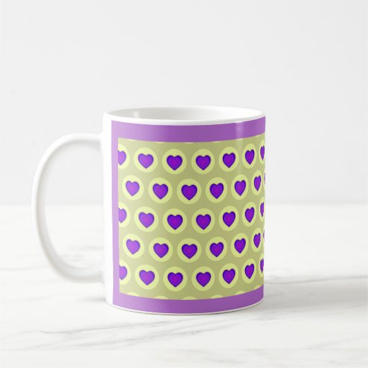 Mug Couleurs pastel & coeurs violets battre (Gauche)