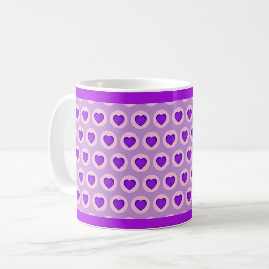 Mug Couleurs pastel & coeurs violets battre (Devant gauche)