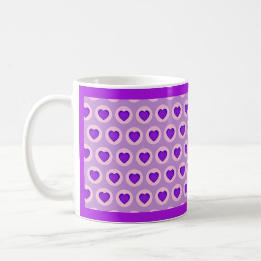Mug Couleurs pastel & coeurs violets battre (Gauche)