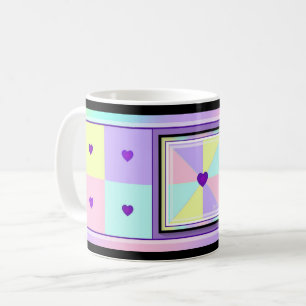 Mug Couleurs pastel & coeurs violets battre
