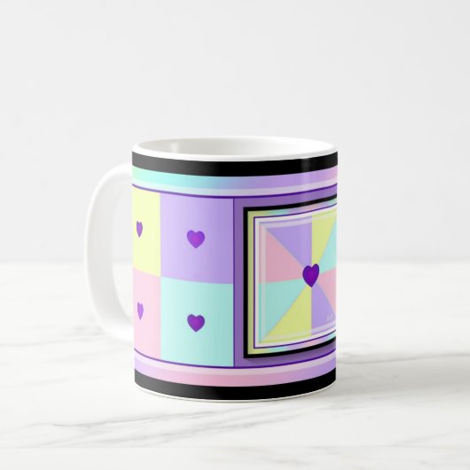 Mug Couleurs pastel & coeurs violets battre (Devant gauche)