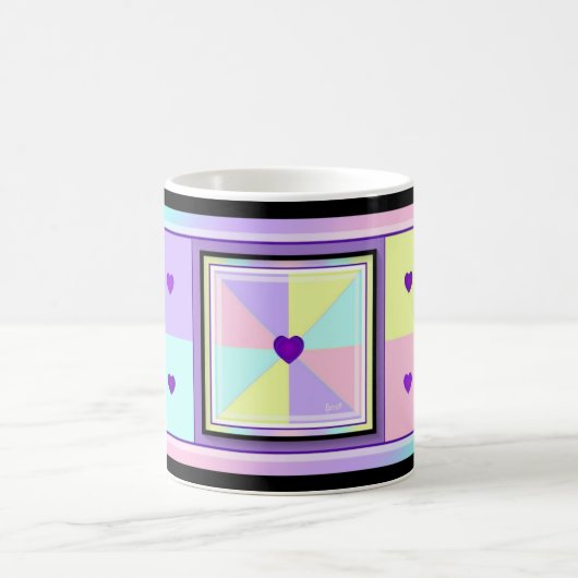 Mug Couleurs pastel & coeurs violets battre (Centre)