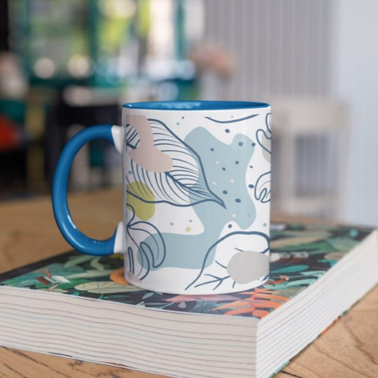 Mug Couleurs pastel Palm feuilles et formes organiques