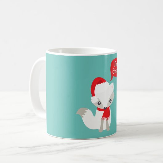 Mug Couleurs rétro Renard de Noël (Devant gauche)