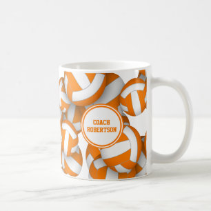 Mug couleurs scolaires orange blanc cadeau pour entraî