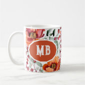 Mug Couleurs Terreuses, Fleurs d'Automne Monogrammées (Gauche)
