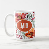 Mug Couleurs terreuses, fleurs d'automne Monogrammées (Gauche)