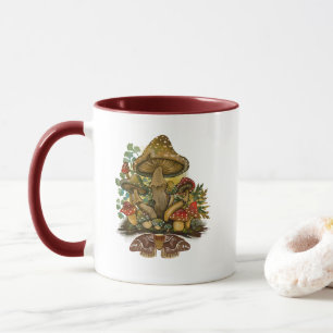 Mug Couleurs Vintages rétro Champignons & Moth Art