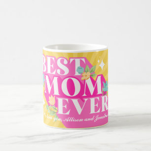 Mug Couleurs vives Typographie rétro Meilleure maman j
