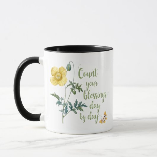 Mug Count your blessings - vintage Yellow poppy (Gauche)