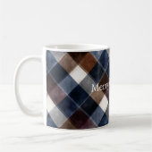Mug Country Blue Red White Grey Squares Christmas (Gauche)