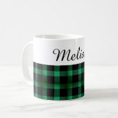 Mug Country Chic Green Black Plaid Nom personnalisé (Devant gauche)
