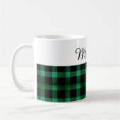 Mug Country Chic Green Black Plaid Nom personnalisé (Gauche)