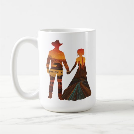 Mug Country Cowboy & City Girl Silhouette (Gauche)