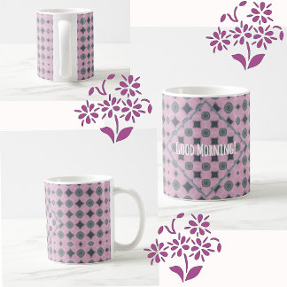 Mug Country Purple Pattern Shapes Custom Text