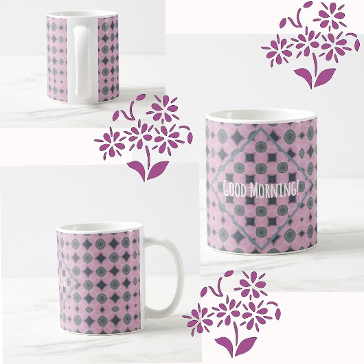 Mug Country Purple Pattern Shapes Custom Text