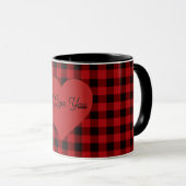 Mug Country red and black plaid - heart detail (Devant droit)