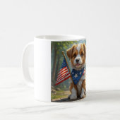 Mug Coupe 4 juillet chiot mignonne (Devant gauche)