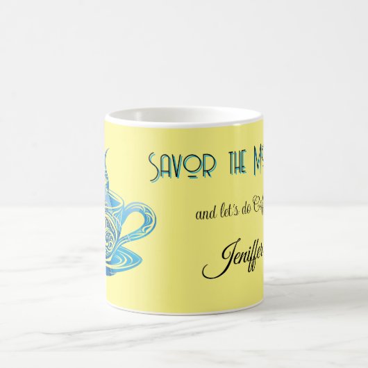 Mug Coupe Artistique de Café Bleu avec Motifs de tourb (Centre)