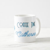 Mug Coupe Artistique de Café Bleu avec Motifs de tourb (Devant droit)