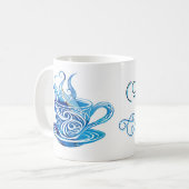 Mug Coupe Artistique de Café Bleu avec Motifs de tourb (Devant gauche)