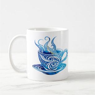 Mug Coupe Artistique de Café Bleu avec Motifs de tourb