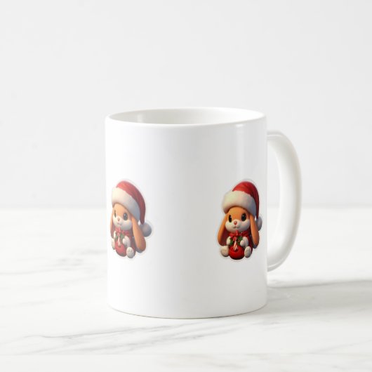 Mug Coupe avec lapin en costume Père Noël (Devant droit)