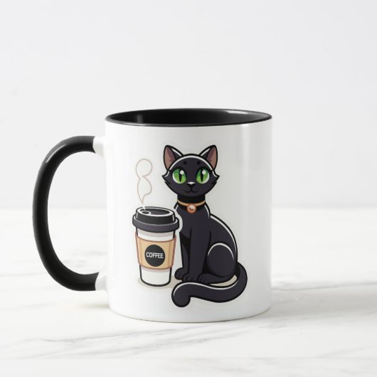 Mug Coupe Black Amoureux des chats de pause café (Gauche)
