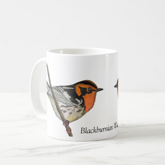 Mug Coupe Blackburnien de café blanc Paruline (Devant gauche)